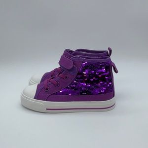 Toandon Little Girls Purple Sequin Hightops